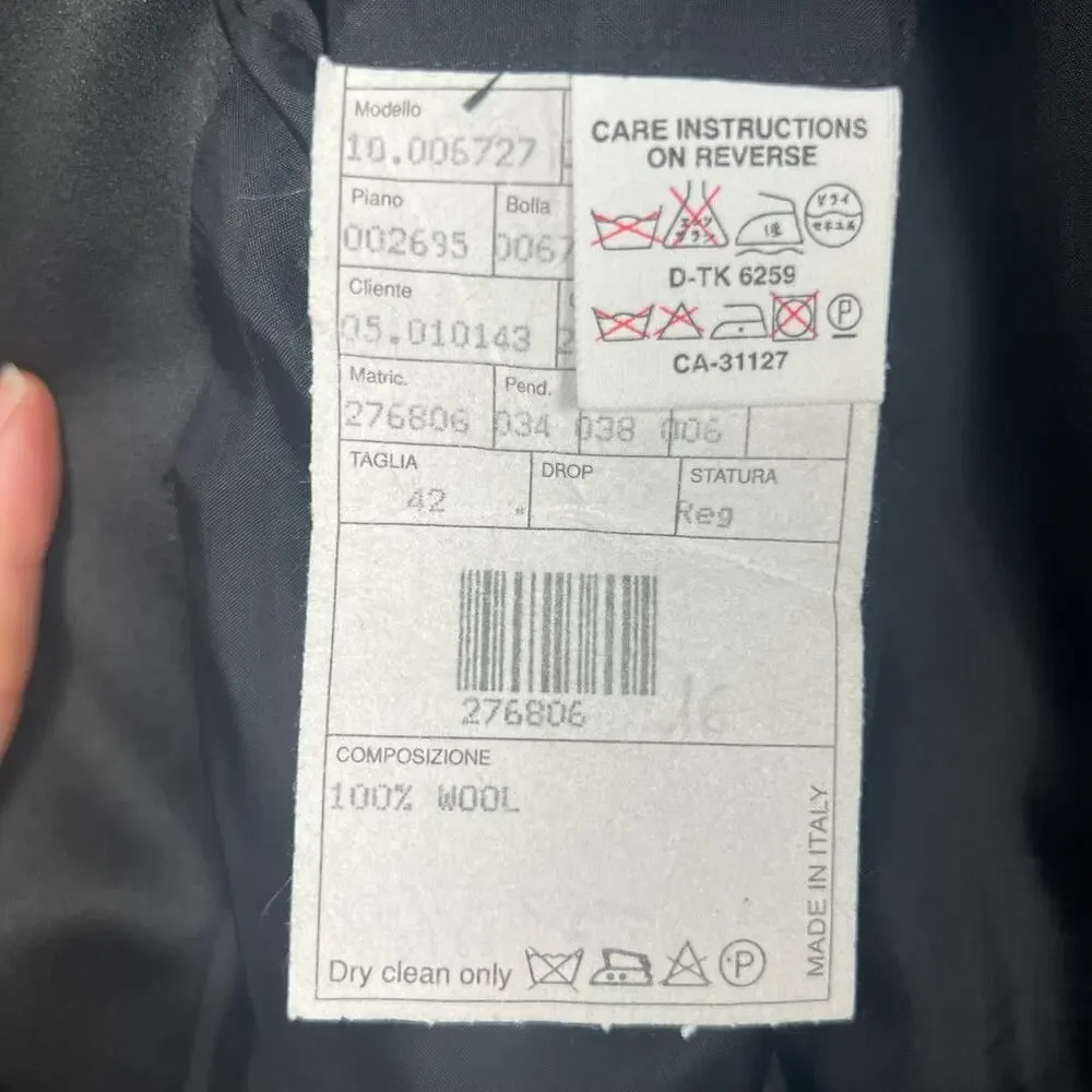 Donna Karan NY Men's 42R Italian Wool Black Two-Button Satin Lapel Tuxedo Jacket